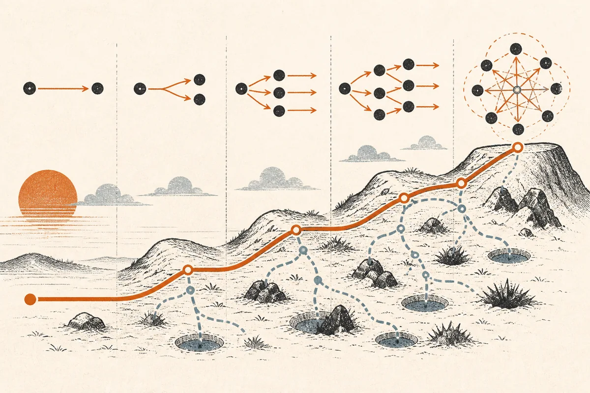 AI-generated editorial illustration for “Agent orchestration patterns in 2026: subagents, teams, and pipelines”