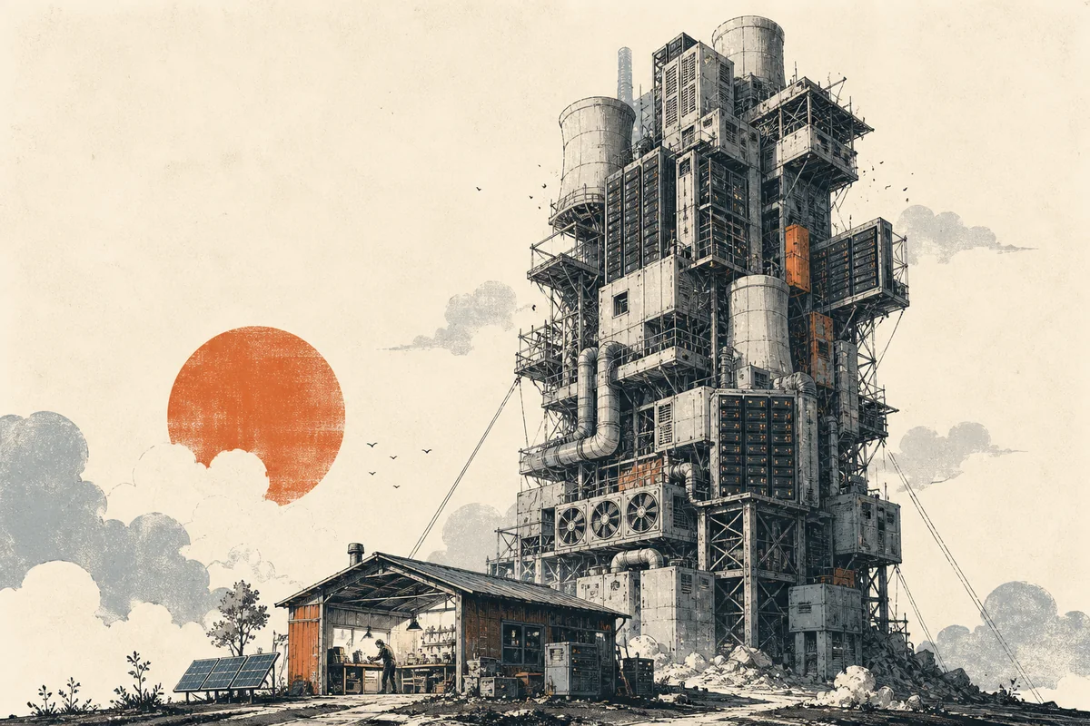 AI-generated editorial illustration for “The AI capex bubble, and what I am building while it lasts”